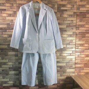 Womens Pendleton 100% Cotton Blue & White Striped Suit Set 2XL EUC